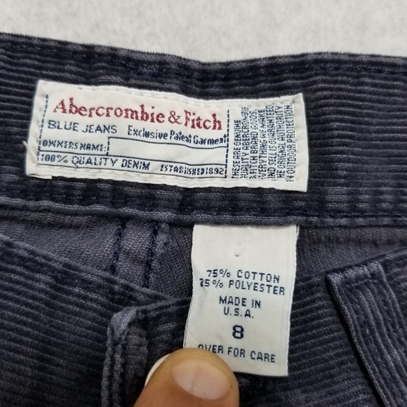 Vintage Abercrombie‎ & Fitch Pants Womens 8 Blue Pockets Flared Velvet 30x30 - Picture 7 of 14
